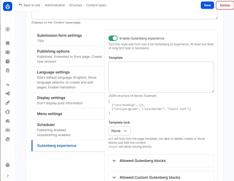 Enable the Gutenberg experience