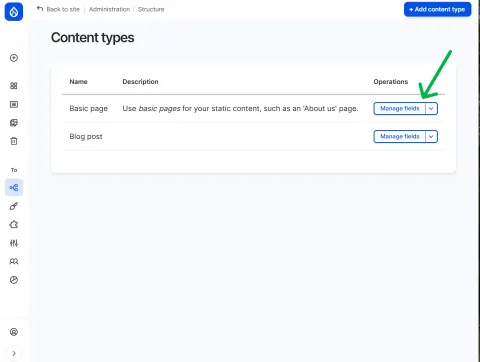 Manage content type fields